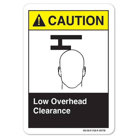 ANSI Caution, Aluminum, 14" x 10", Landscape, Low Overhead Clearance, Low Overhead Clearance